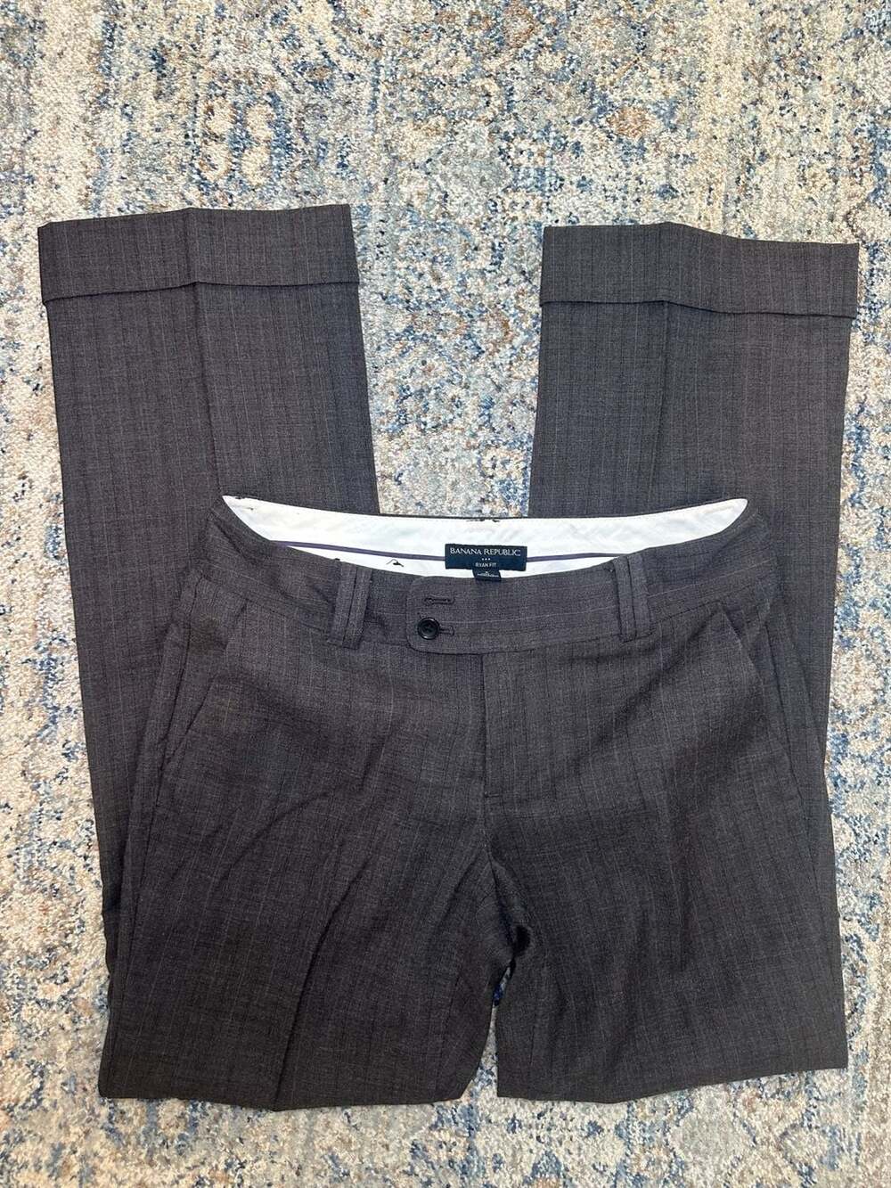 Banana Republic Ryan Fit Pants Size 4 Brown Pinstripe Dress Trousers